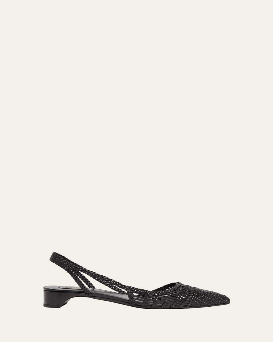 Perro Woven Leather Slingback Ballerina Flats